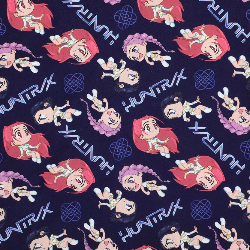 Huntrix Kawaii Characters Women's Button-Down Shirt & Shorts Sleepwear Set