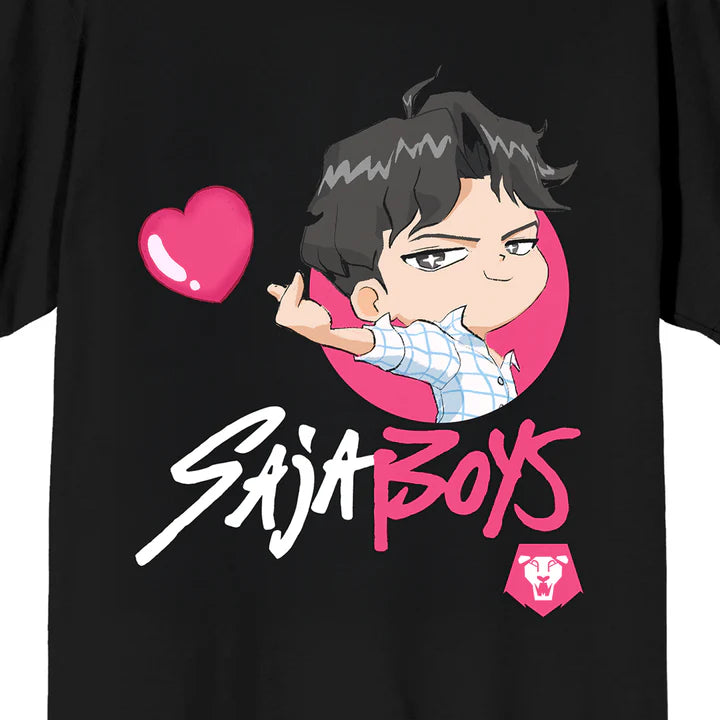 KPop Demon Hunters Saja Boys Jinu Heart on Black Adult Short Sleeve Tee