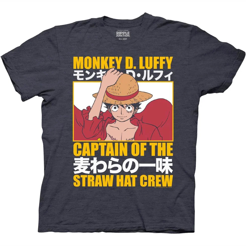 One Piece Captain Of The Straw Hat Crew Luffy With Kanji T-Shirt
