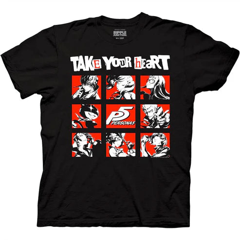 Persona 5 - Take Your Heart Black Adult Short Sleeve Tee