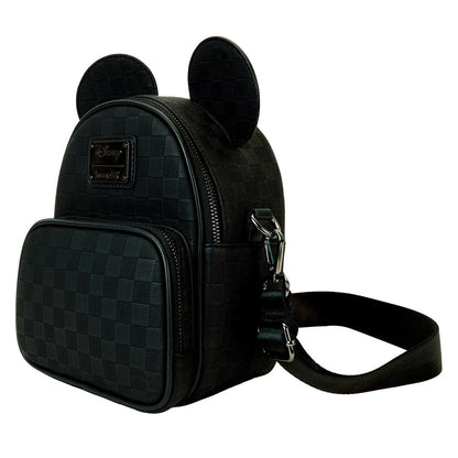 Disney Mickey Ear Checkerboard Convertible Crossbody (Black)