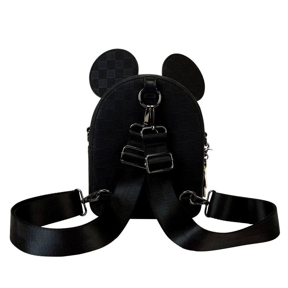 Disney Mickey Ear Checkerboard Convertible Crossbody (Black)