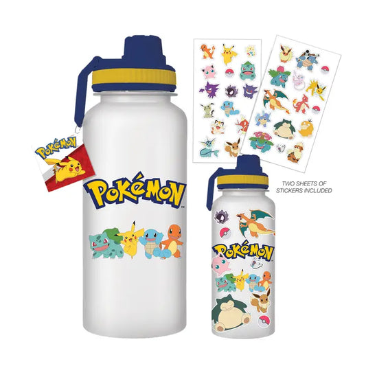 Pokemon 32oz Twist Spout Plastic Bottle w Stickers