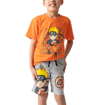 Chibi Naruto Boy's Short Sleeve Tee & Shorts Combo Set
