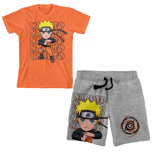 Chibi Naruto Boy's Short Sleeve Tee & Shorts Combo Set