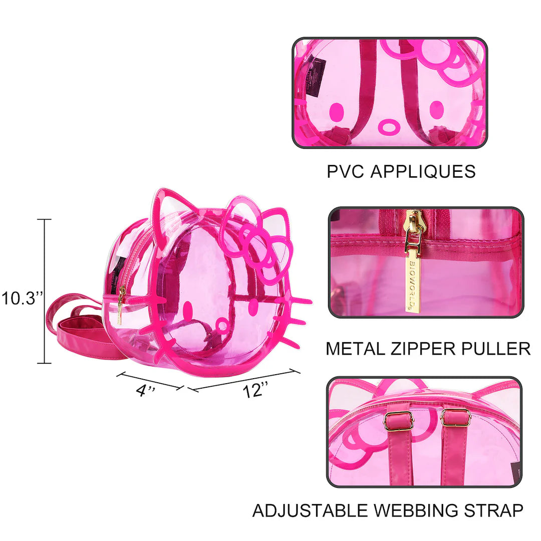 Hello Kitty Character Head Clear Adult Pink PVC 12" Mini Backpack