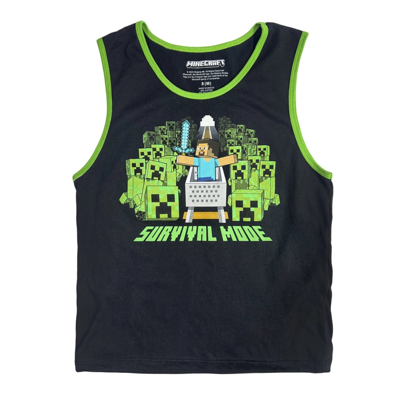 Minecraft Survival Mode Black Boy's Sleeveless Muscle Shirt