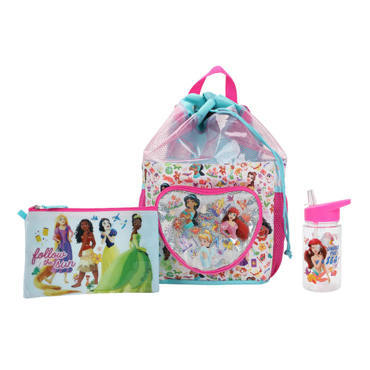 Disney Princess 3-Piece Youth Beach Backpack Set W/ Water Bottle