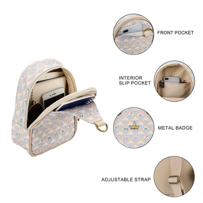 Disney Princess Geometric Pattern Sling Bag w/ Adjustable Strap