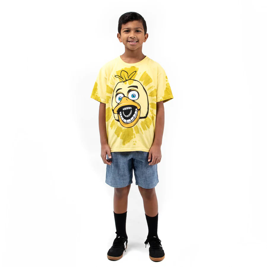 FNAF Chicka Yellow Tie Dye Boy's Short Sleeve Tee