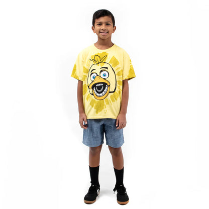 FNAF Chicka Yellow Tie Dye Boy's Short Sleeve Tee