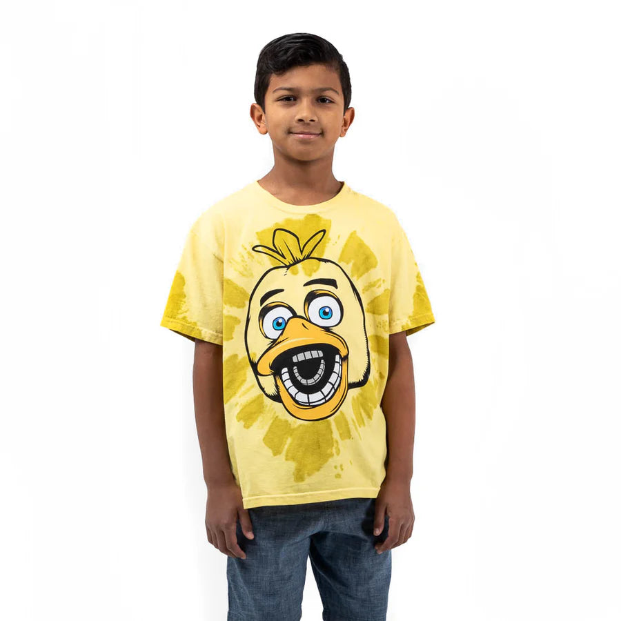 FNAF Chicka Yellow Tie Dye Boy's Short Sleeve Tee