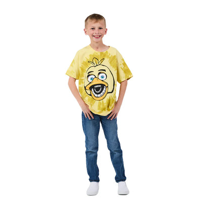 FNAF Chicka Yellow Tie Dye Boy's Short Sleeve Tee
