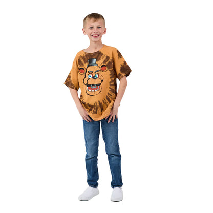 FNAF Freddy Brown Tie Dye Boy's Short Sleeve Tee