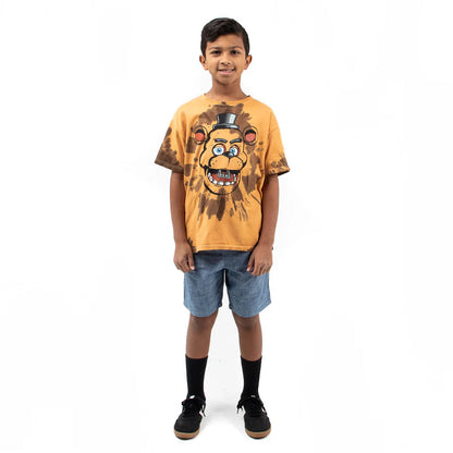 FNAF Freddy Brown Tie Dye Boy's Short Sleeve Tee