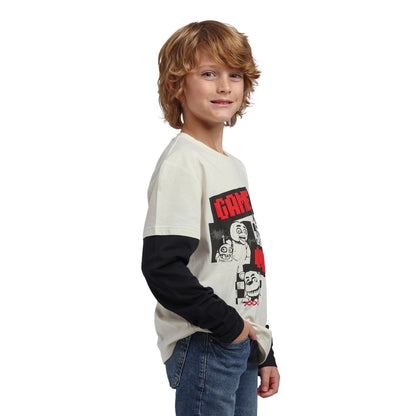 FNAF Game Over Tan Boy's Layered Long Sleeve Tee