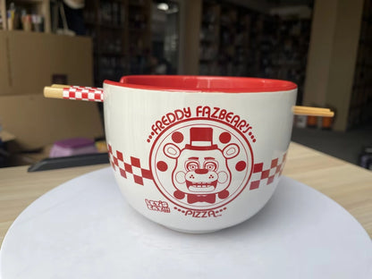 Fazbears Pizza Box Logo Ramen Bowl w Chopsticks