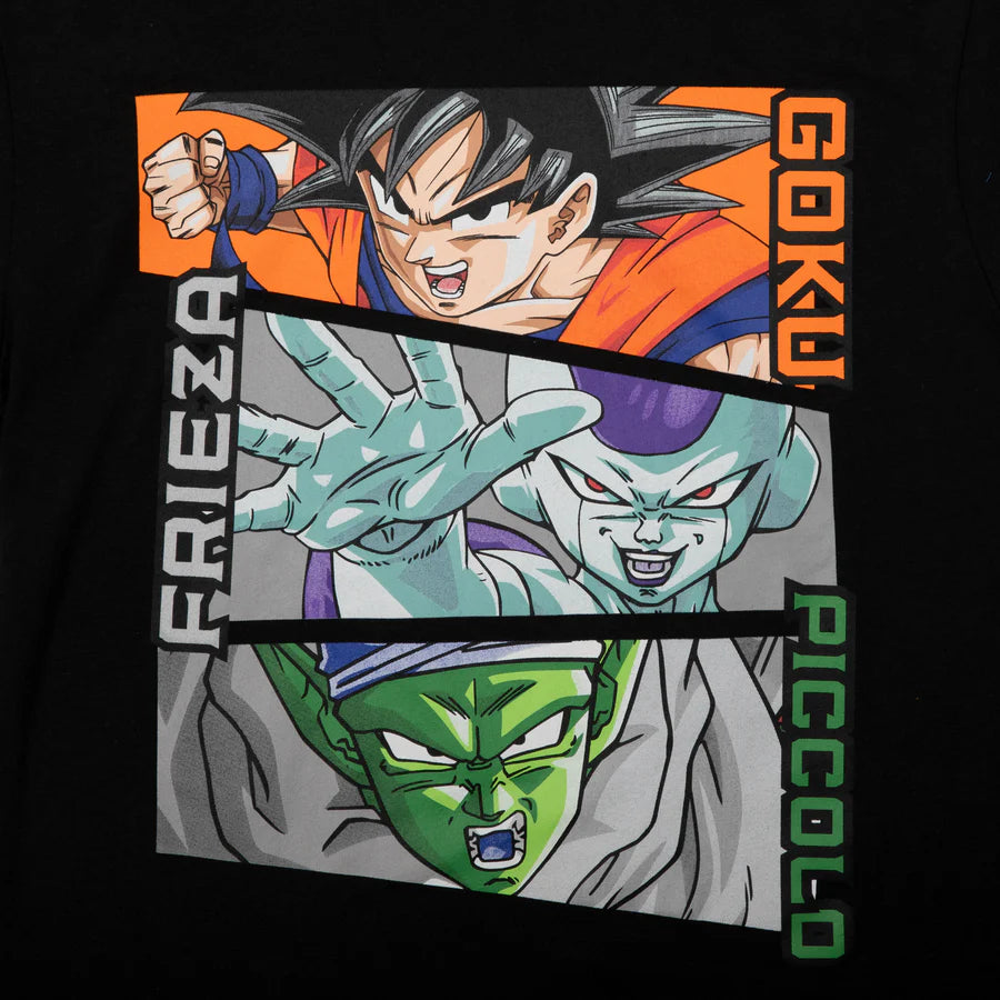 Goku, Frieza, and Piccolo Black Short Sleeve Tee & Shorts Combo Set