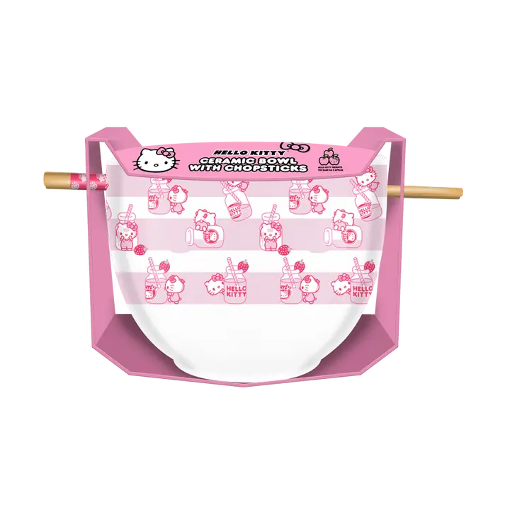 Hello Kitty Milk Ramen Bowl w Chopsticks