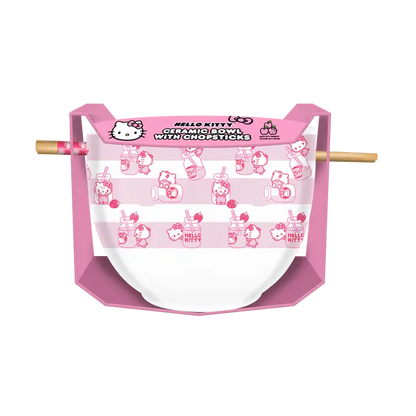 Hello Kitty Milk Ramen Bowl w Chopsticks