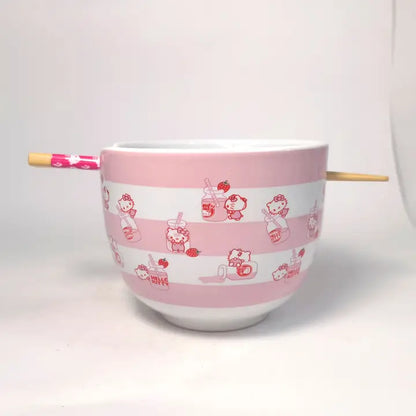 Hello Kitty Milk Ramen Bowl w Chopsticks