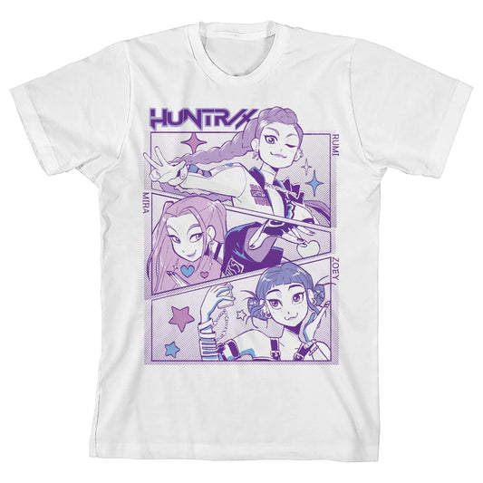 Huntrix Panel Art White Youth Short Sleeve Tee