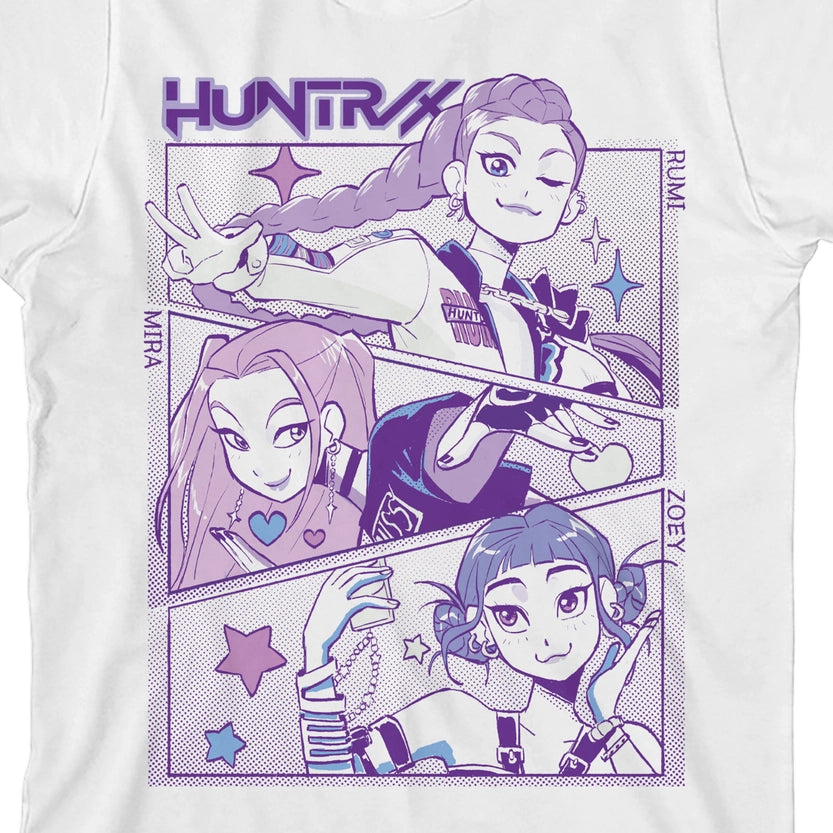 Huntrix Panel Art White Youth Short Sleeve Tee
