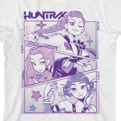 Huntrix Panel Art White Youth Short Sleeve Tee
