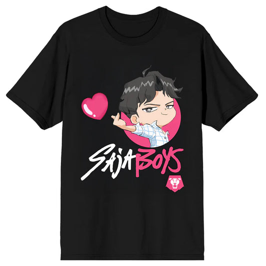 KPop Demon Hunters Saja Boys Jinu Heart on Black Adult Short Sleeve Tee