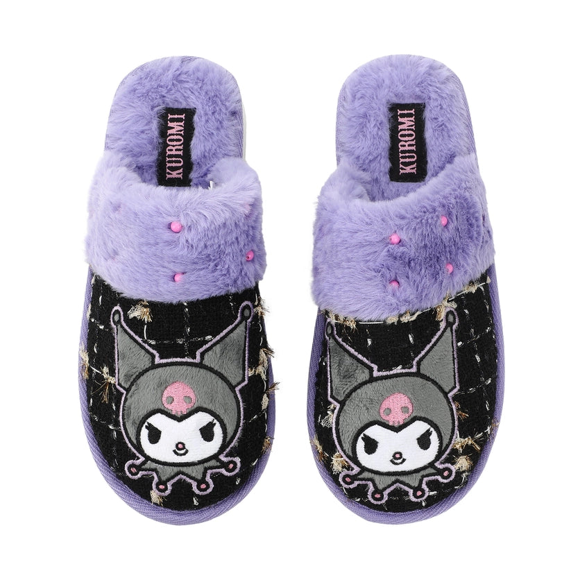 Kuromi Black Women's Tweed Mules