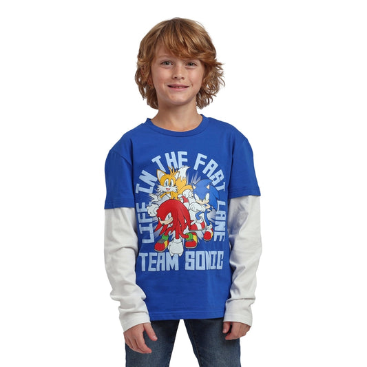 Life in the Fast Lane Royal Blue Boy's Layered Long Sleeve Tee