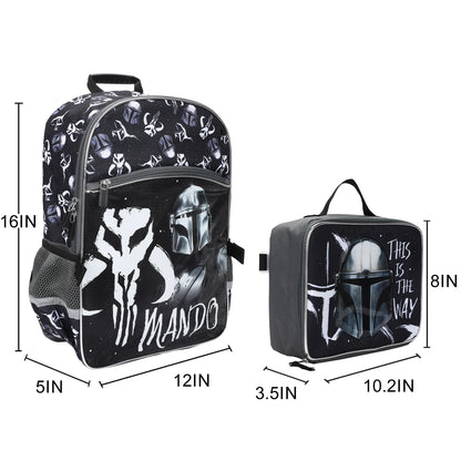 The Mandalorian 5-Piece 16" Backpack And Lunch Set