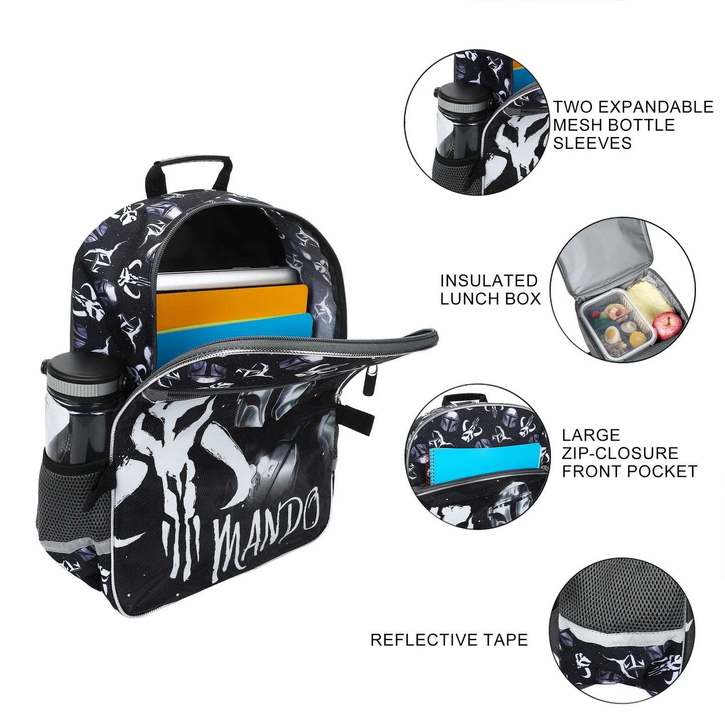 The Mandalorian 5-Piece 16" Backpack And Lunch Set