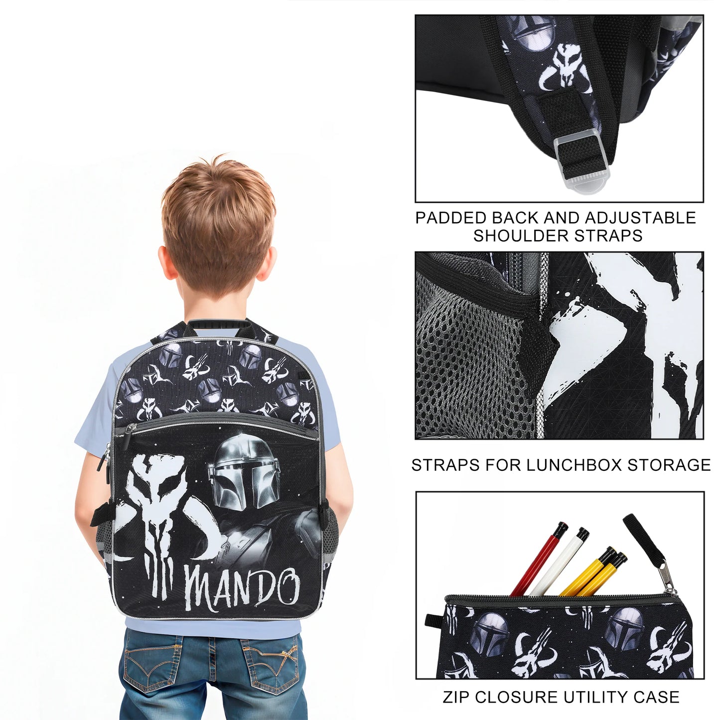 The Mandalorian 5-Piece 16" Backpack And Lunch Set