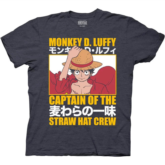 One Piece Captain Of The Straw Hat Crew Luffy With Kanji T-Shirt