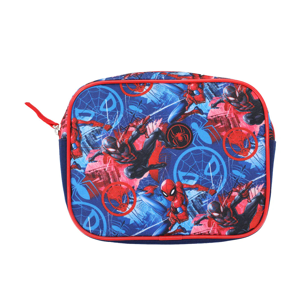 Spider-Man 4-Piece Duffel Drawstring Backpack Water Bottle and Utility Case Blue Youth Duffle Bag Set