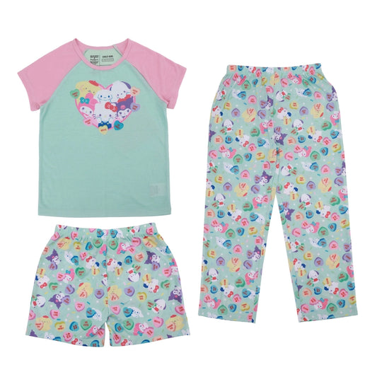 Sweethearts Candy All-Over Girl's 3-Piece Pajama Set