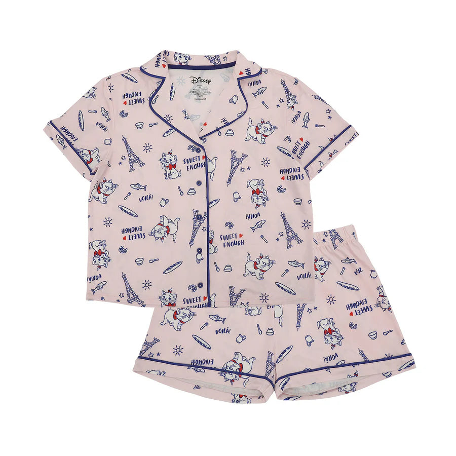 The Aristocats Marie Women's Button-Down Shirt & Shorts Sleepwear Set