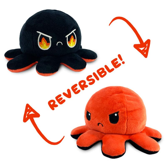 BIG Reversible Octopus Plushie - Angry Red/Rage Black