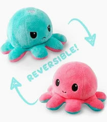 BIG Reversible Octopus Plushie - Happy Pink/Angry Aqua