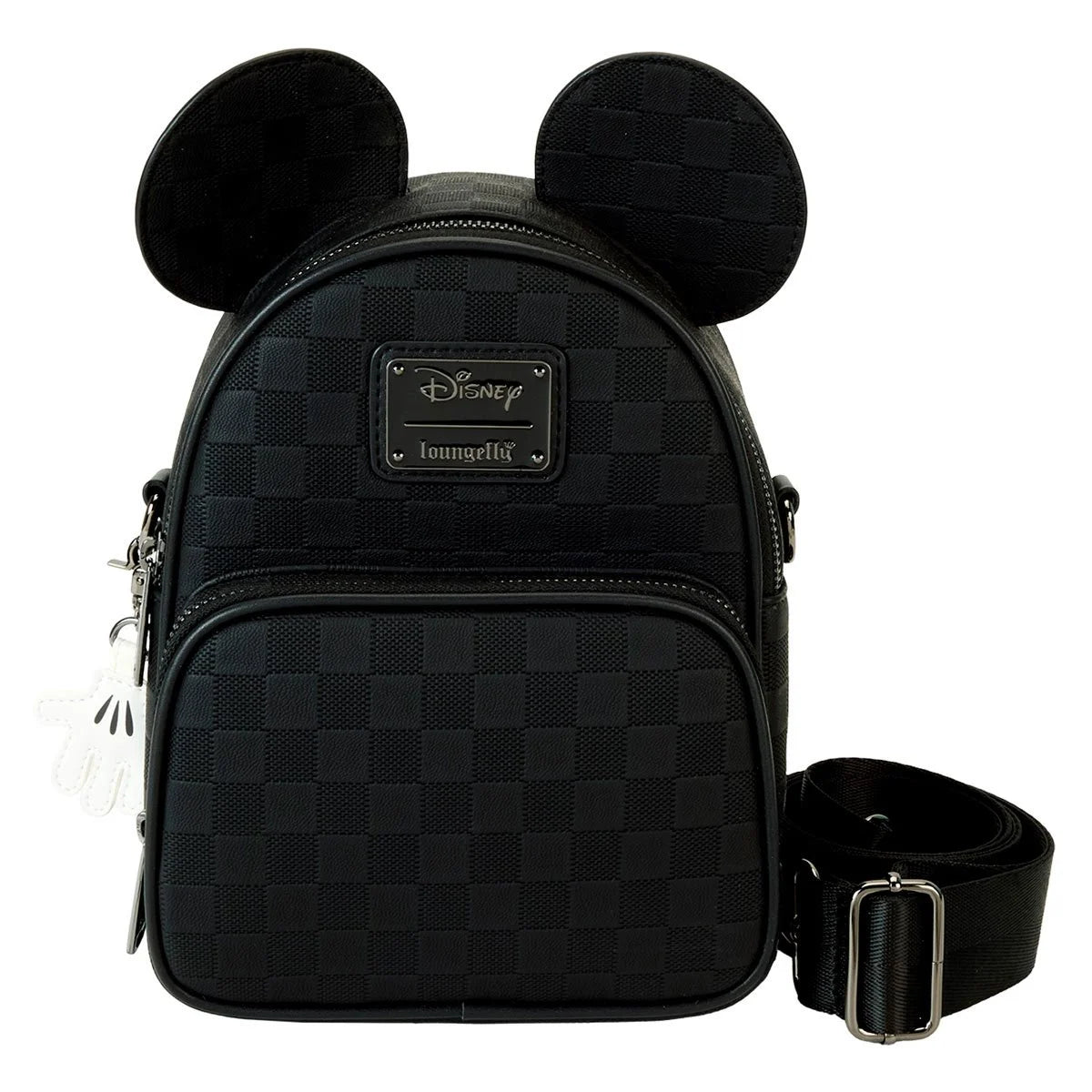 Disney Mickey Ear Checkerboard Convertible Crossbody (Black)