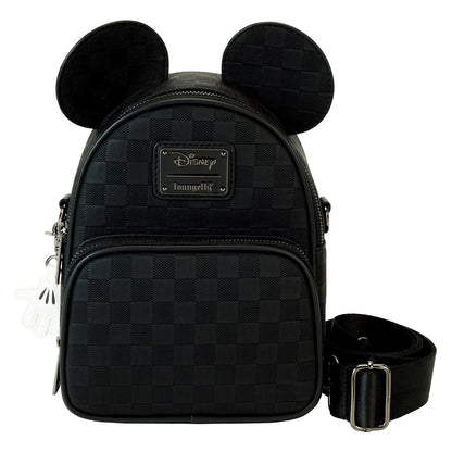 Disney Mickey Ear Checkerboard Convertible Crossbody (Black)
