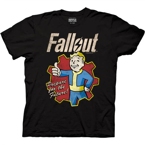 Fallout - Vault Boy Thumbs Up Prepare for the Future Black Adult Short Sleeve Tee