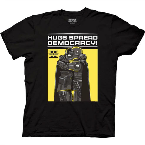 Helldivers 2 - Hugs Spread Democracy Black Adult Short Sleeve Tee