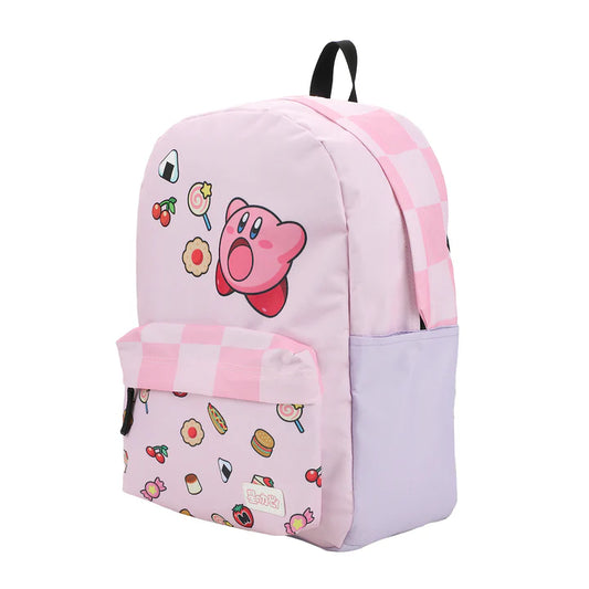 Kirby Inhaling Food 17" Pink Laptop Backpack