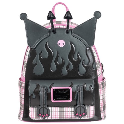 Sanrio Kuromi Flames and Plaid Mini-Backpack