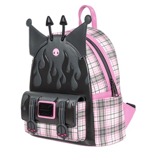 Sanrio Kuromi Flames and Plaid Mini-Backpack