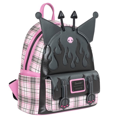Sanrio Kuromi Flames and Plaid Mini-Backpack
