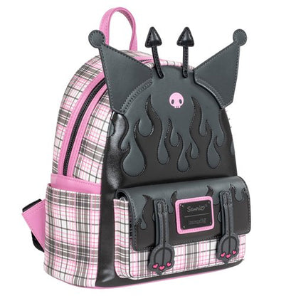 Sanrio Kuromi Flames and Plaid Mini-Backpack