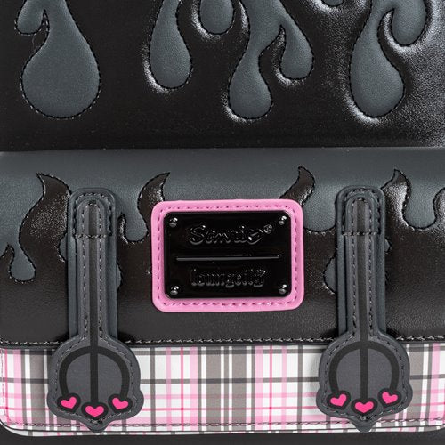 Sanrio Kuromi Flames and Plaid Mini-Backpack